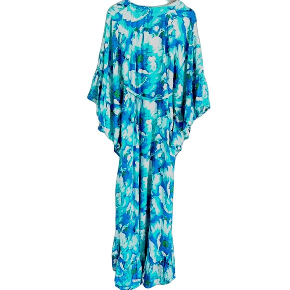 New Anthropologie Bel Kazan Floral Kaftan $150 ONESIZE Blue/Green Resort Wear - Picture 7 of 7